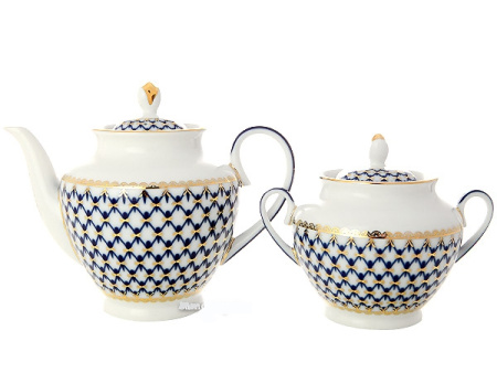 Чайный сервиз ИФЗ Кобальтовая сетка 20 предметов (Весенняя), Императорский фарфоровый завод (ЛФЗ) 81.21814.00.1