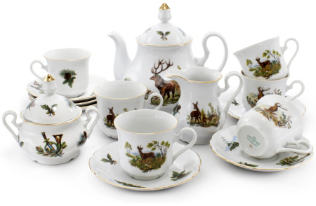 Чайный сервиз 6 персон 15 предметов, Охота Мэри-Энн 03160725-0363, Leander