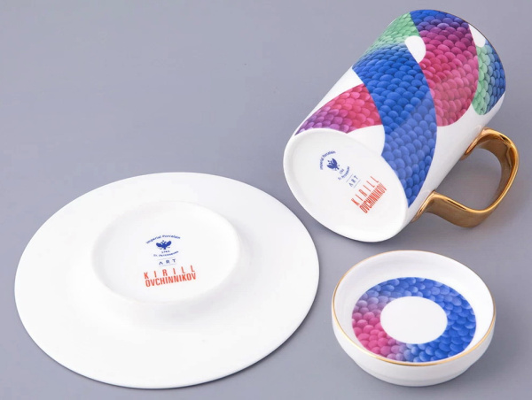 Подарочный набор Бокал с блюдем и крышкой Лунный змей 390 мл, Императорский фарфоровый завод 81.32798.00.1