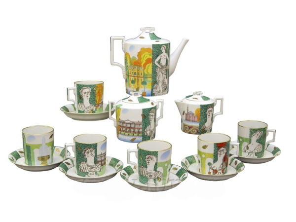 Сервиз чайный Осень в Царском селе 14 предметов (Гербовая), Императорский фарфоровый завод (ЛФЗ) 81.21908.00.1