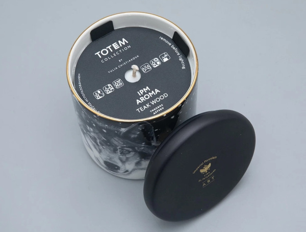 Подарочный набор Свеча ароматическая Тотем Волк, аромат Тиковое дерево, Императорский фарфоровый завод 81.31596.00.1