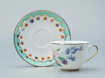 Чашка с блюдцем чайная ИФЗ Улыбка флоры-2 (Весенняя 2) 250 мл, Императорский фарфоровый завод 81.30900.00.1