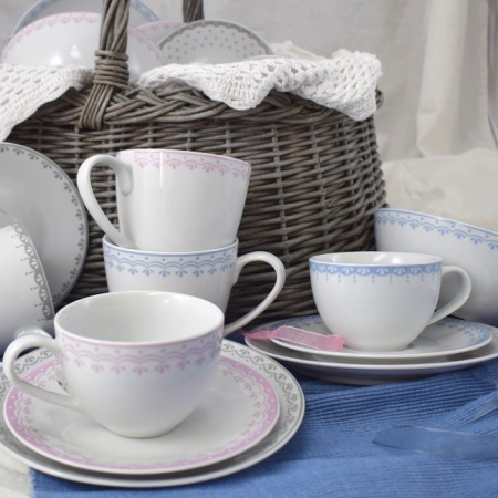 Чайный сервиз на 4 персоны 11 предметов Хюгге Голубые узоры 71160717-327B, Leander