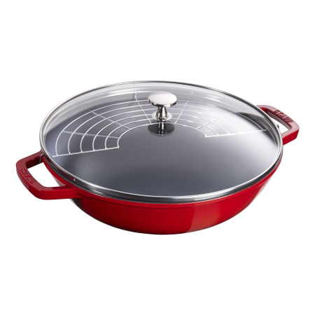 Вок со стеклянной крышкой 30 см 4,4 л, Staub, Вишневый (1312906)