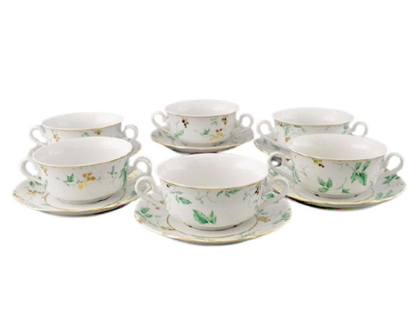 Набор чашек для супа с блюдцами 350 мл на 6 персон, Мэри Энн 03160674-1381, Leander Набор чашек для супа с блюдцами 350 мл на 6 персон, Мэри Энн 03160674-1381, Leander