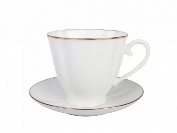 Чашка с блюдцем чайная 200 мл, Золотой кантик (Гвоздика), Императорский фарфоровый завод (ЛФЗ) 81.13929.00.1
