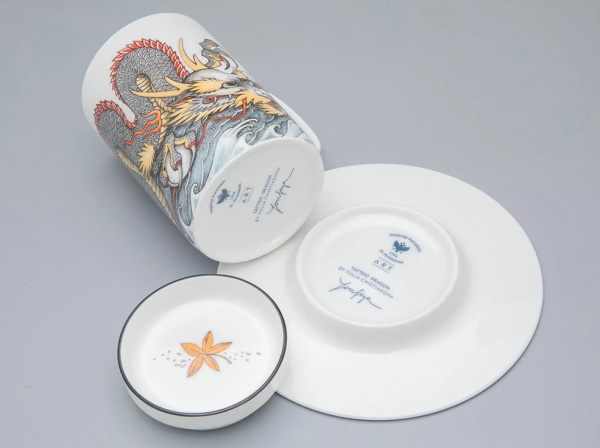 Подарочный набор бокал с блюдем и крышкой TATTOO Dragon 390 мл, Императорский фарфоровый завод 81.31627.00.1