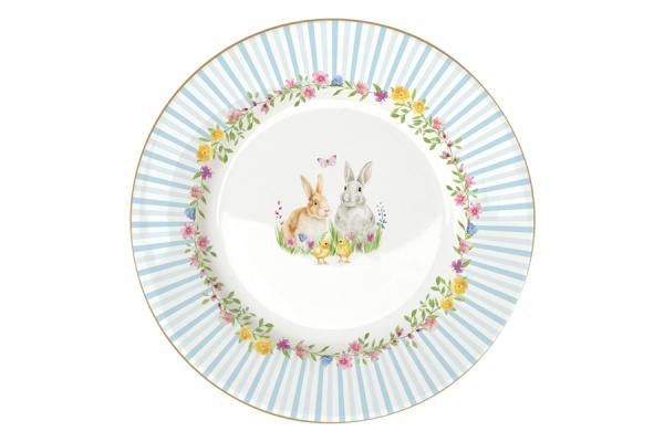 Набор тарелок 26 и 19 см с блюдом для яиц 9 предметов на 4 персоны, Пасхальные кролики, Easy Life