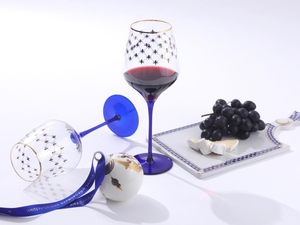 Набор (4 бокала для вина) 380 мл Кобальтовая сетка, Императорский фарфоровый завод (ИФЗ) 14.11001.07