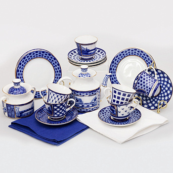 Сервиз чайный ИФЗ Мосты Санкт-Петербурга 20 предметов (Банкетная), Императорский фарфоровый завод 81.25123.00.1