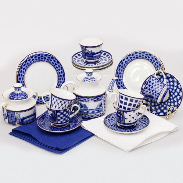 Сервиз чайный ИФЗ Мосты Санкт-Петербурга 20 предметов (Банкетная), Императорский фарфоровый завод 81.25123.00.1