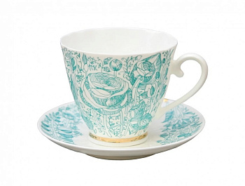 Чашка с блюдцем чайная 200 мл, Лето Зеленое (Гвоздика), Императорский фарфоровый завод (ИФЗ) 81.20071.00.1