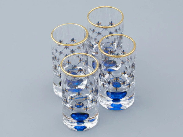 Набор (4 стопки для водки) 30 мл Кобальтовая сетка, Императорский фарфоровый завод (ИФЗ) 14.11006.07
