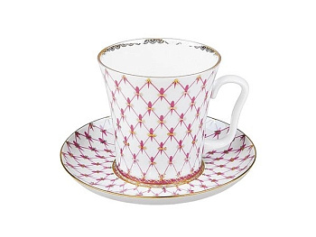 Бокал с Блюдцем Ленинградский, Сетка - Блюз, 360 мл, Императорский фарфоровый завод (ИФЗ) 81.24769.00.1