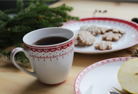 Обеденный набор на 4 персоны 20 предметов Хюгге Красные узоры 71162120-327D, Leander