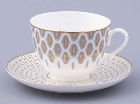 Чашка с блюдцем чайная ИФЗ Саламандра Грей (Весенняя 2) 250 мл, Императорский фарфоровый завод 81.31631.00.1