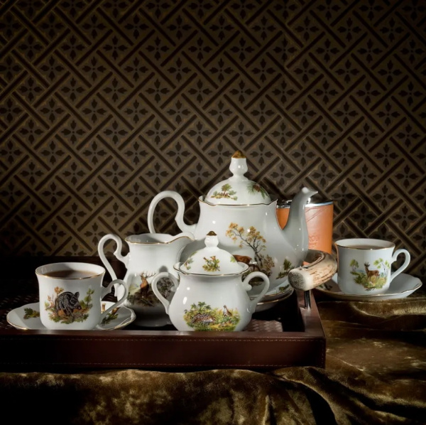 Чайный сервиз 6 персон 15 предметов, Охота Мэри-Энн 03160725-0363, Leander