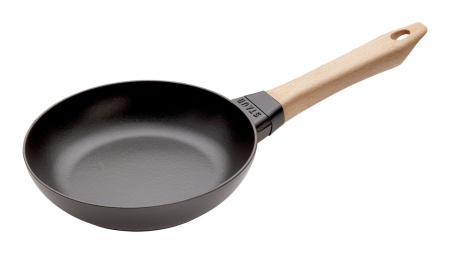 Сковорода круглая 20 см, с деревянной ручкой Staub, черная (12242023)