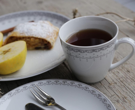 Набор тарелок на 4 персоны 12 предметов Хюгге Серые узоры 71160120-327C, Leander