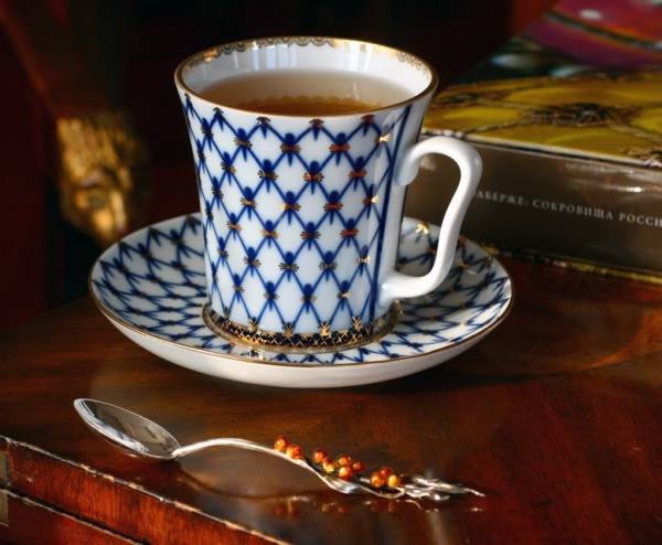 Бокал с Блюдцем Ленинградский, Кобальтовая сетка, 360 мл, Императорский фарфоровый завод (ЛФЗ) 81.13955.00.1