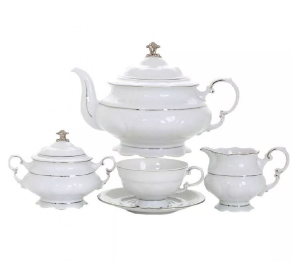 Чайный сервиз 6 персон 15 предметов Отводка Платина, Соната 07160725-1138, Leander