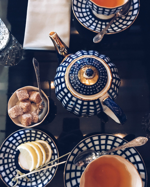 Сервиз чайный Кобальтовая клетка 20 предметов (Тюльпан), Императорский фарфоровый завод (ЛФЗ) 81.15116.01.1