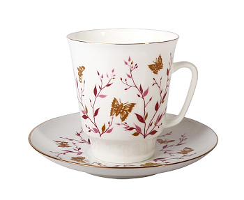 Чашка с блюдцем кофейная Розовые веточки (Майская) 165 мл, Императорский фарфоровый завод (ЛФЗ) 81.13735.00.1