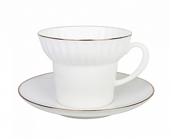 Чашка с блюдцем Золотой кантик (Волна) 155 мл, Императорский фарфоровый завод (ИФЗ) 81.13549.00.1