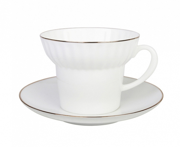 Чашка с блюдцем Золотой кантик (Волна) 155 мл, Императорский фарфоровый завод (ИФЗ) 81.13549.00.1