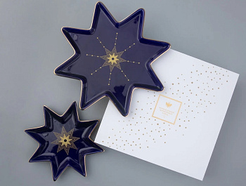 Подарочный набор ИФЗ Индиго (Звезда) тарелки 2 предмета, Императорский фарфоровый завод 81.31549.00.1 Подарочный набор ИФЗ Индиго (Звезда) тарелки 2 предмета, Императорский фарфоровый завод 81.31549.00.1