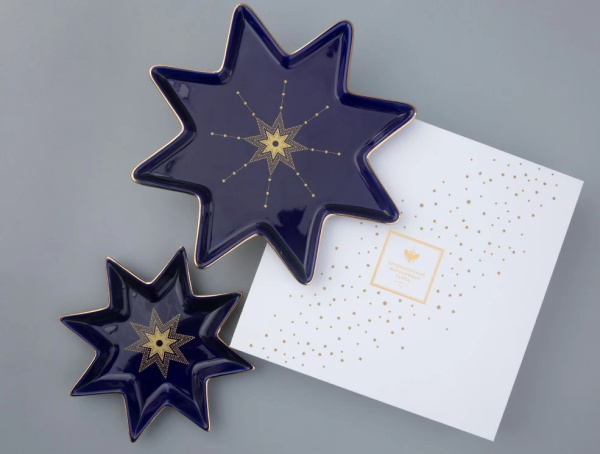 Подарочный набор ИФЗ Индиго (Звезда) тарелки 2 предмета, Императорский фарфоровый завод 81.31549.00.1 Подарочный набор ИФЗ Индиго (Звезда) тарелки 2 предмета, Императорский фарфоровый завод 81.31549.00.1