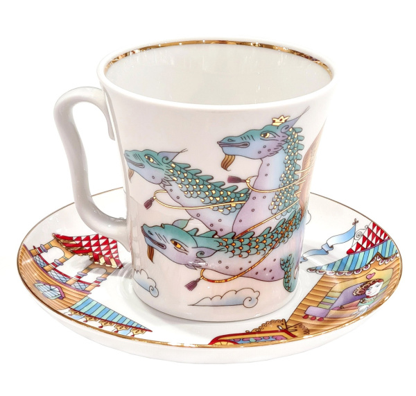 Бокал с блюдцем Ленинградский Иван-Царевич и Змей-Горыныч, 360 мл, Императорский фарфоровый завод 81.31613.00.1