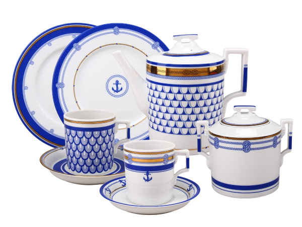 Сервиз чайный ИФЗ Белое море (Гербовая) 20 предметов, Императорский фарфоровый завод (ЛФЗ) 81.25099.00.1