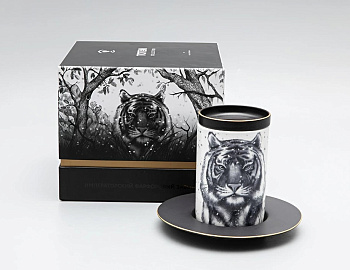 Подарочный набор бокал с блюдем и крышкой Тотем Тигр 390 мл, Императорский фарфоровый завод 81.30082.00.1