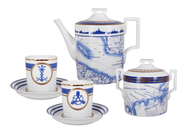 Сервиз чайный ИФЗ Кают-компания (Гербовая) 14 предметов, Императорский фарфоровый завод 81.24029.00.1