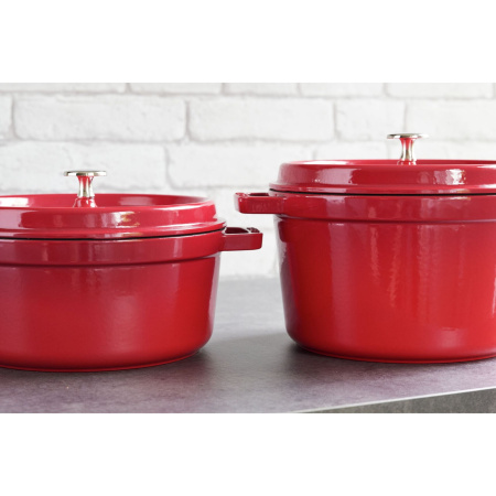 Кокот круглый высокий 24 см 4,7 л, Staub, вишневый (12502406) Кокот круглый высокий 24 см 4,7 л, Staub, вишневый (12502406)